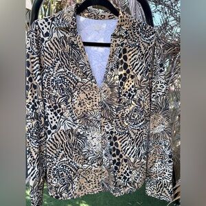 Chillylilly Upf 50 Marlena Button Shirt “Rattan Walk On The Wild Side"